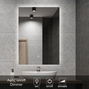 καθρέπτες, καθρέπτες μπάνιου φωτιζόμενοι LED, 1001T-1touch-on-off-classic-model