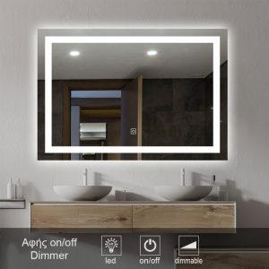 καθρέπτες, καθρέπτες μπάνιου φωτιζόμενοι LED, 1002T-1-touch-on-off-classic-model