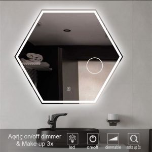 2-TOUCH-MAKE-UP-MIRROR-led-1013T. καθρέπτες, καθρέπτες μπάνιου φωτιζόμενοι LED