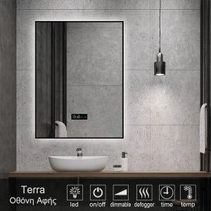 6-terra-ANTIFOG-MIRROR-led-6001AL. καθρέπτες, καθρέπτες μπάνιου φωτιζόμενοι LED