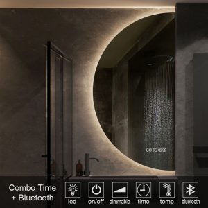 3-Combo-Time-BLUETOOTH-MIRROR-led-4001DB. καθρέπτες, καθρέπτες μπάνιου φωτιζόμενοι LED