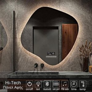 4-hi-tech-model-RADIO-MIRROR-LED-9001PTR. καθρέπτες, καθρέπτες μπάνιου φωτιζόμενοι LED