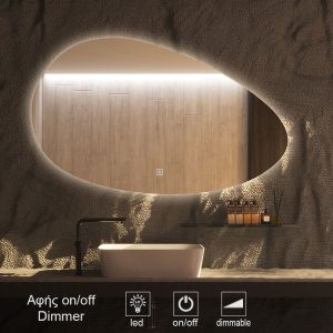 καθρέπτες, καθρέπτες μπάνιου φωτιζόμενοι LED, -touch-on-off-MIRROR-LED-9002AS