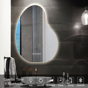 καθρέπτες, καθρέπτες μπάνιου φωτιζόμενοι LED, Combo-Time-BLUETOOTH-MIRROR-LED-9007AS