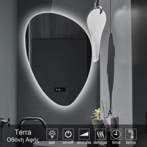 καθρέπτες, καθρέπτες μπάνιου φωτιζόμενοι LED, terra-ANTIFOG-MIRROR-LED-9006AS